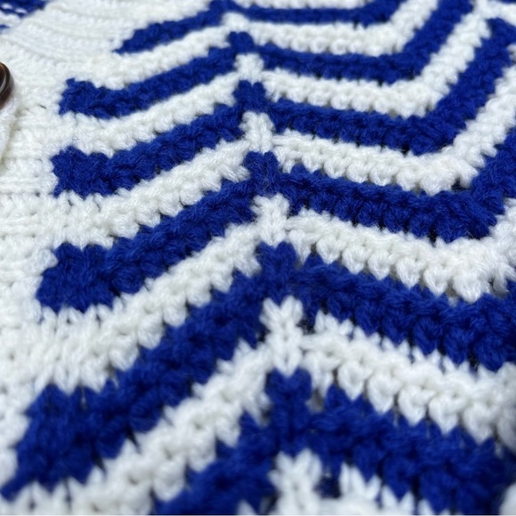 Blue White Striped Cardigan Sweater Women’s Small Colorful Comfy Fall Knit - Picture 4 of 6